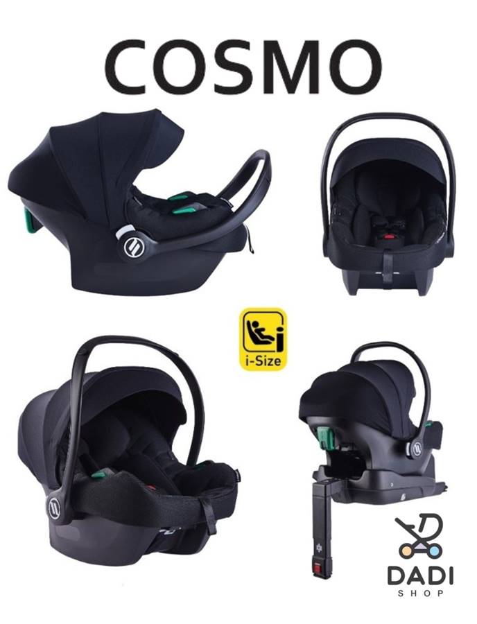 fotelik dla noworodka Avionaut Cosmo i-Size 0-13 kg widok z przodu tyłu i profilu montaż na bazie Isofix